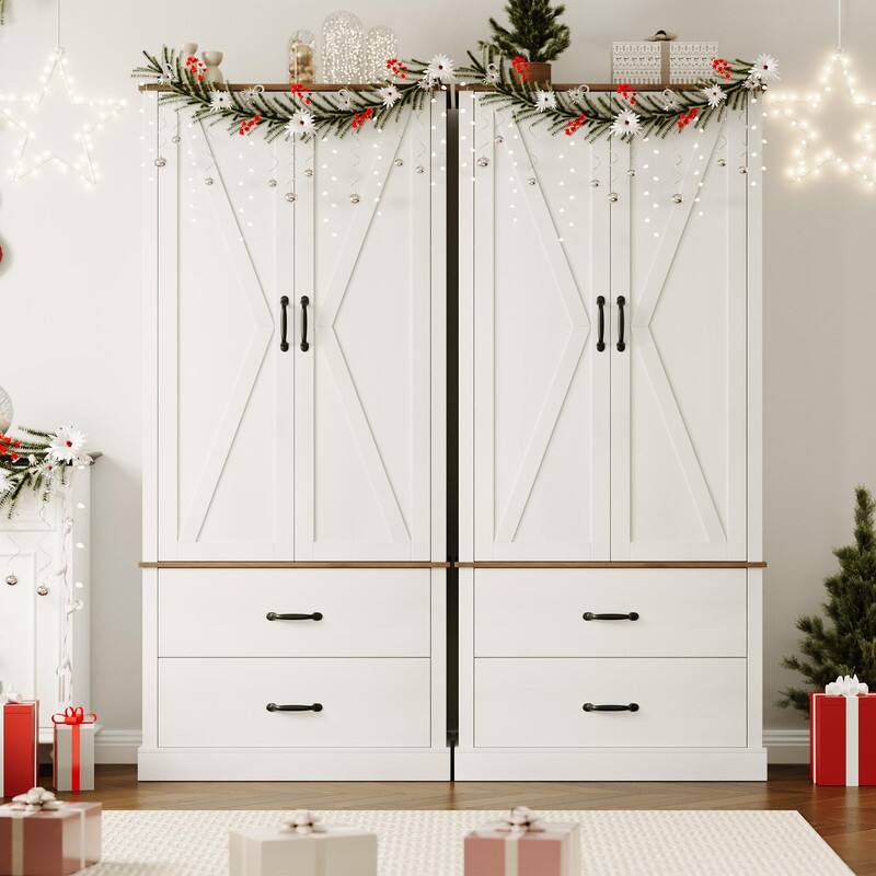 Alt View 2. Babevy - Kitchen Pantry Cabinet with Doors and Shelves - White.