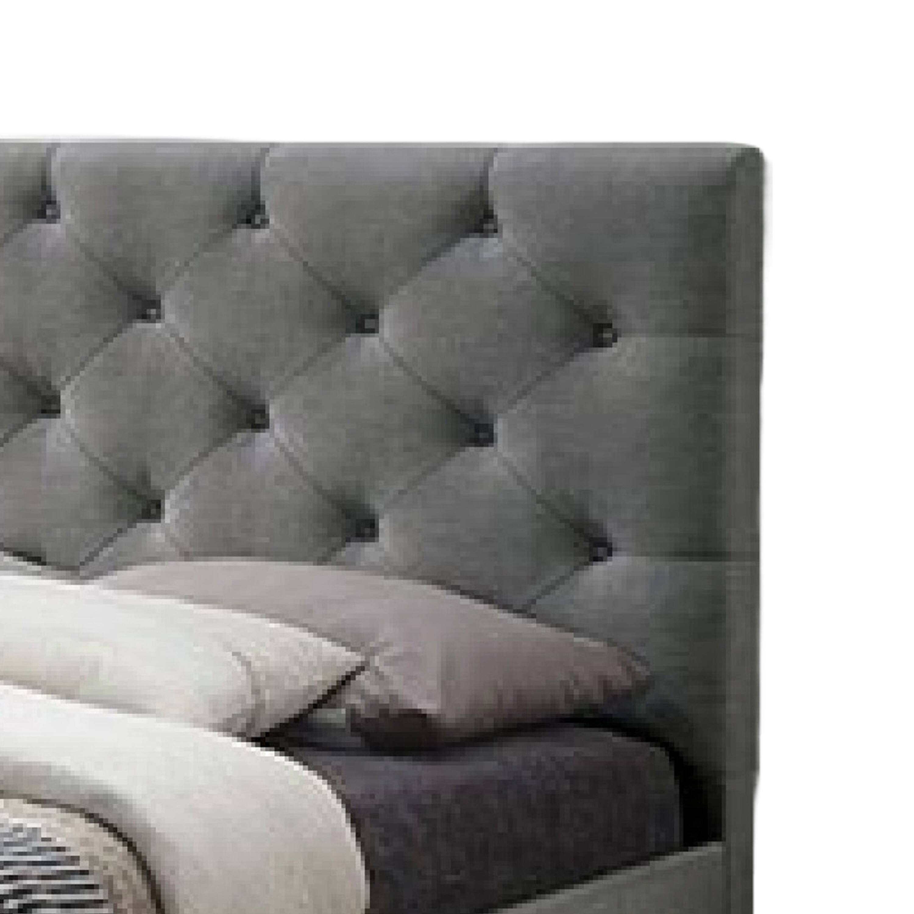 Alt View 2. Manhattan Lane - Sya Twin Size Bed w Button Tufted Upholstery, Underbed Storage - Gray.