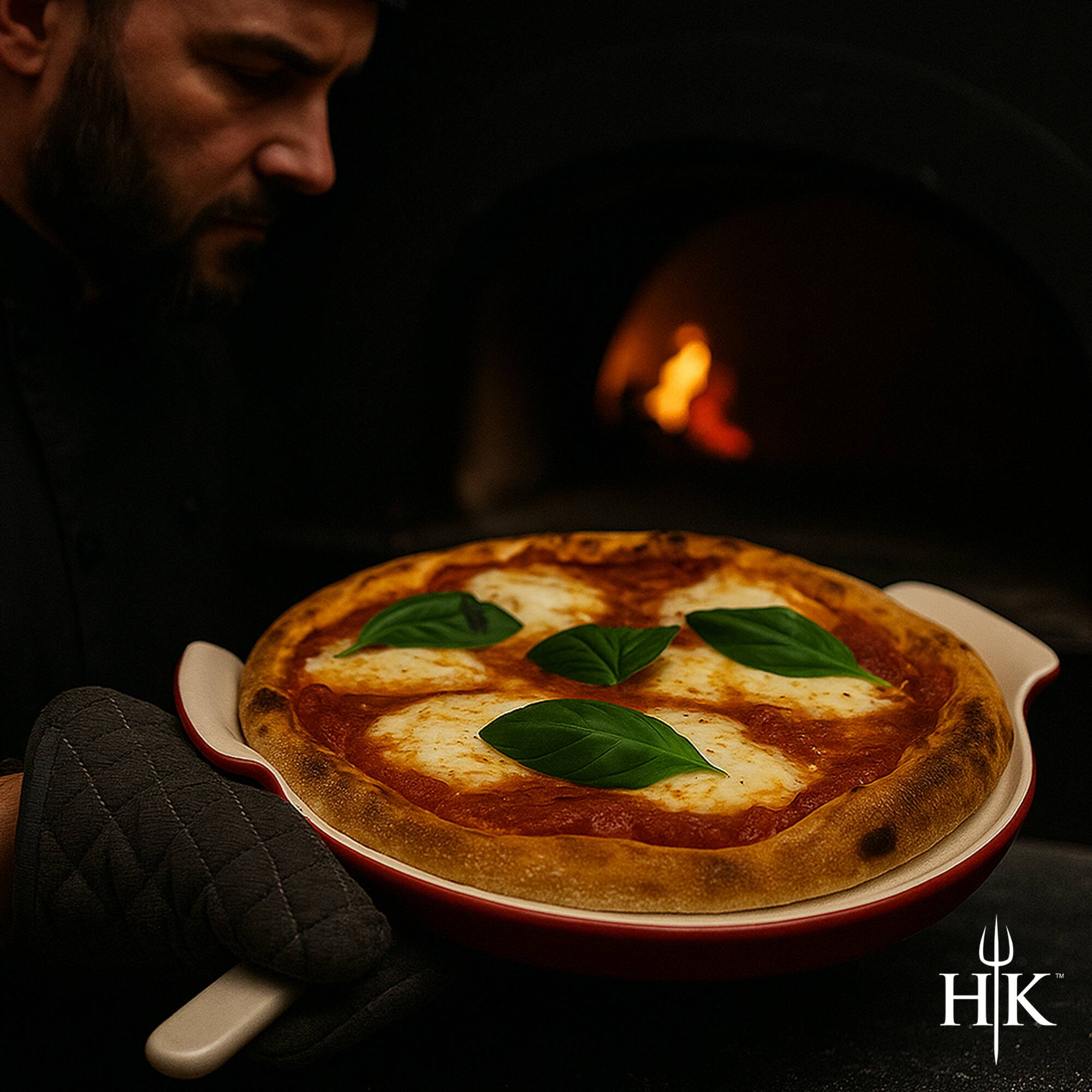 Alt View 2. Hell's Kitchen - Hell's Kitchen 14-Inch Round Pizza Stone - Red - Red.