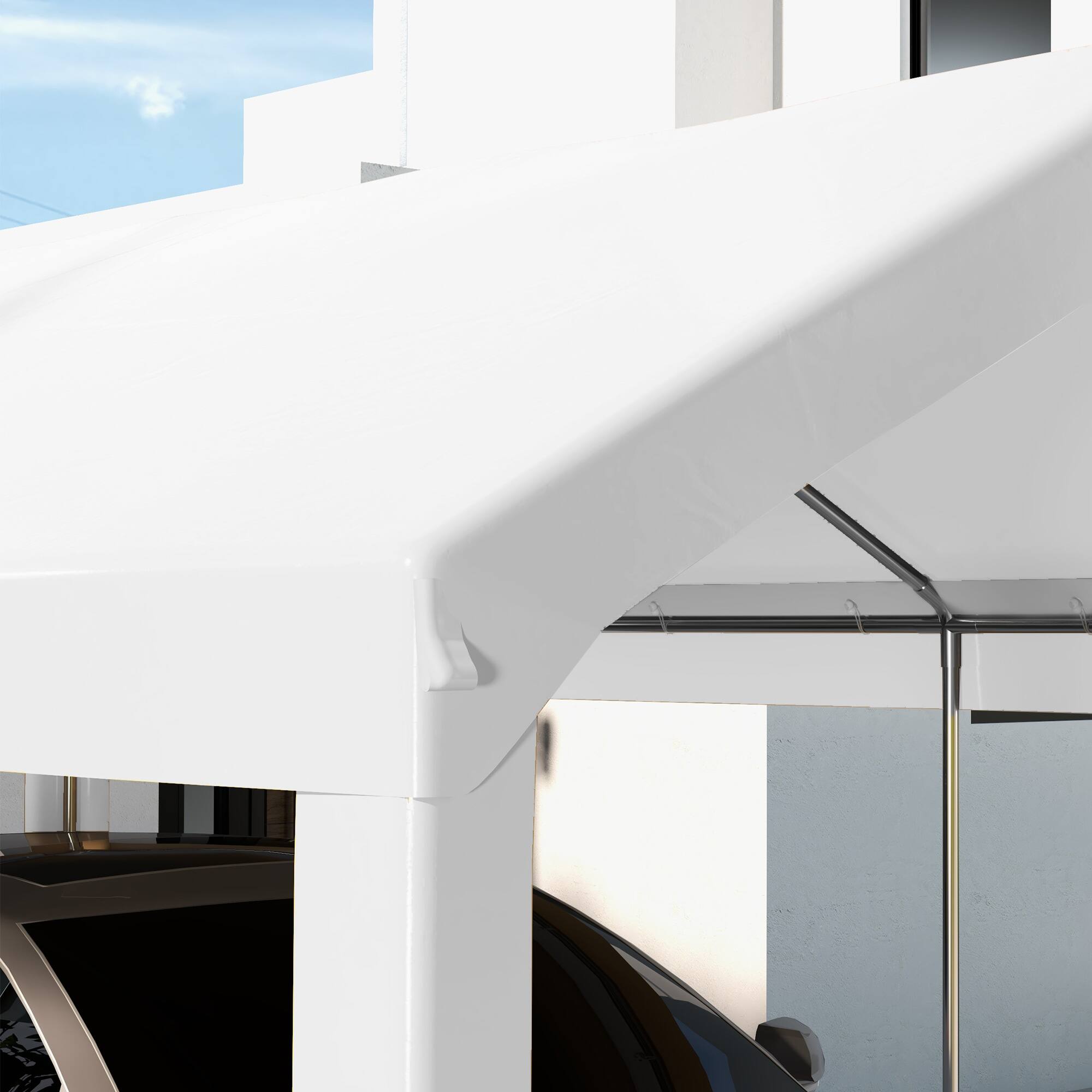 Left. APRILSOUL - 10x20 FT Carport Replacement Top Canopy Cover UV and Water Resistant Ball Bungee Cords White Only Cover.
