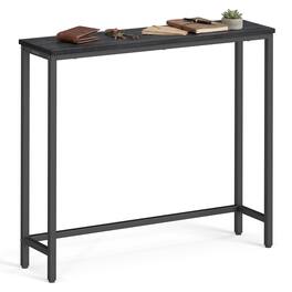 Songmics Home - Console Table, Entryway Table, One Piece Top, Easy Assembly, for Hallway, Bedroom, Living Room, 1 Tier - Charcoal Gray and Ink Black