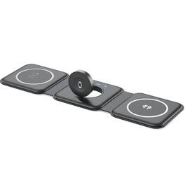 RISOKEYS - 3-in-1 Foldable Wireless Charger - Compact and Portable, Easy to Store, Ideal for Travel and Business Trips - Black