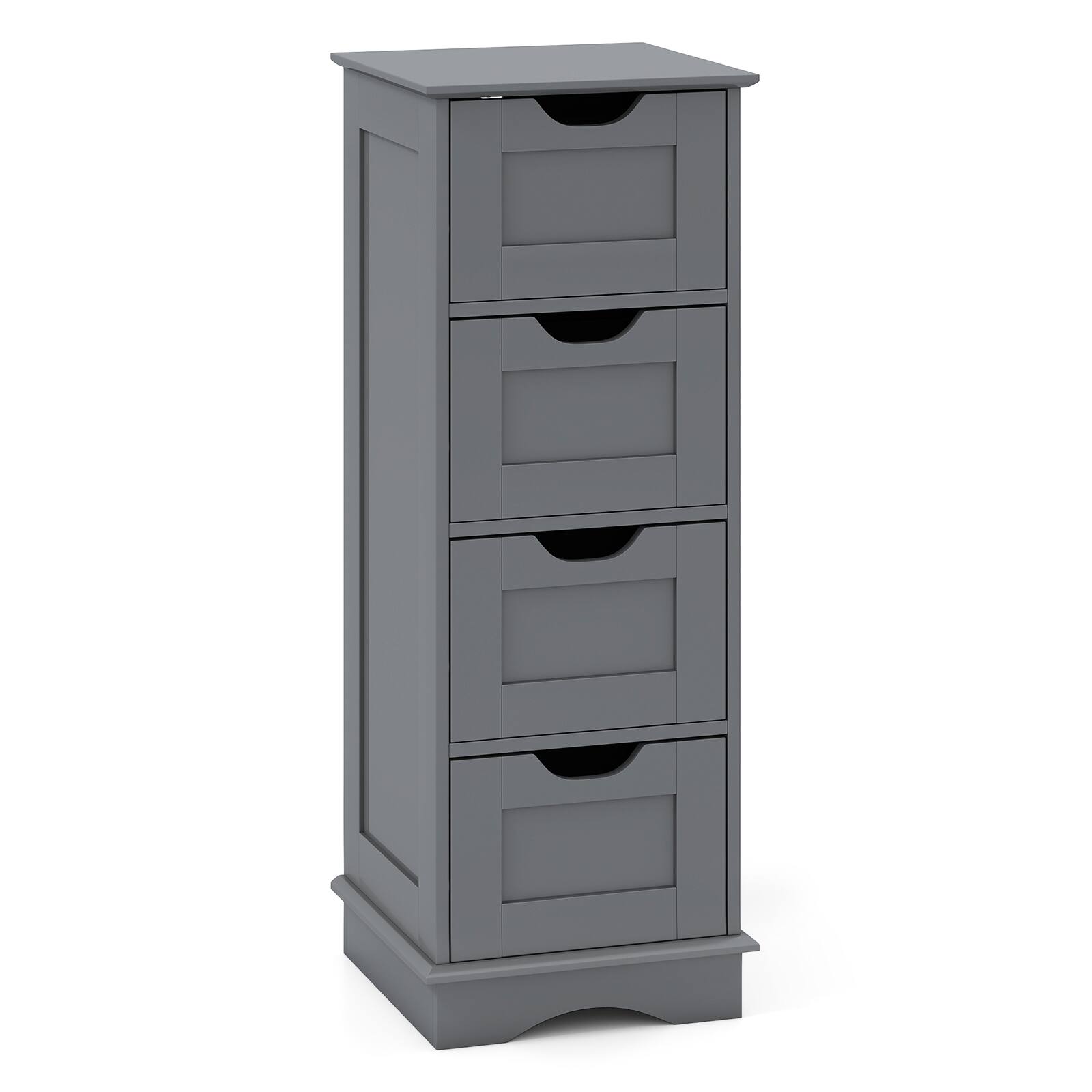 Alt View 9. Costway - Costway Bathroom Storage Cabinet with 4 Drawers, Cutout Handles for Hallway, Living Room - Gray.