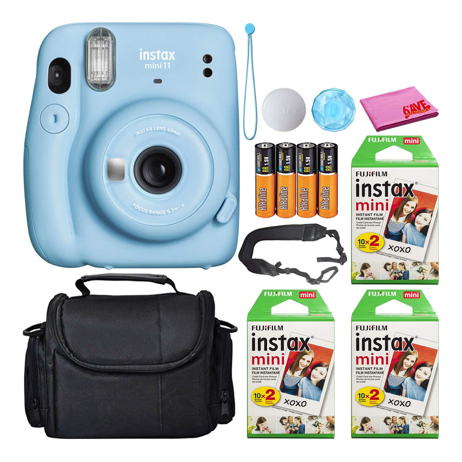 Fujifilm - Instax Mini 11 Instant Camera Kit with 60 Total Films - Sky Blue