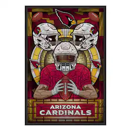 Sporticulture - Arizona Cardinals Framed Stained Glass Art Print - Red