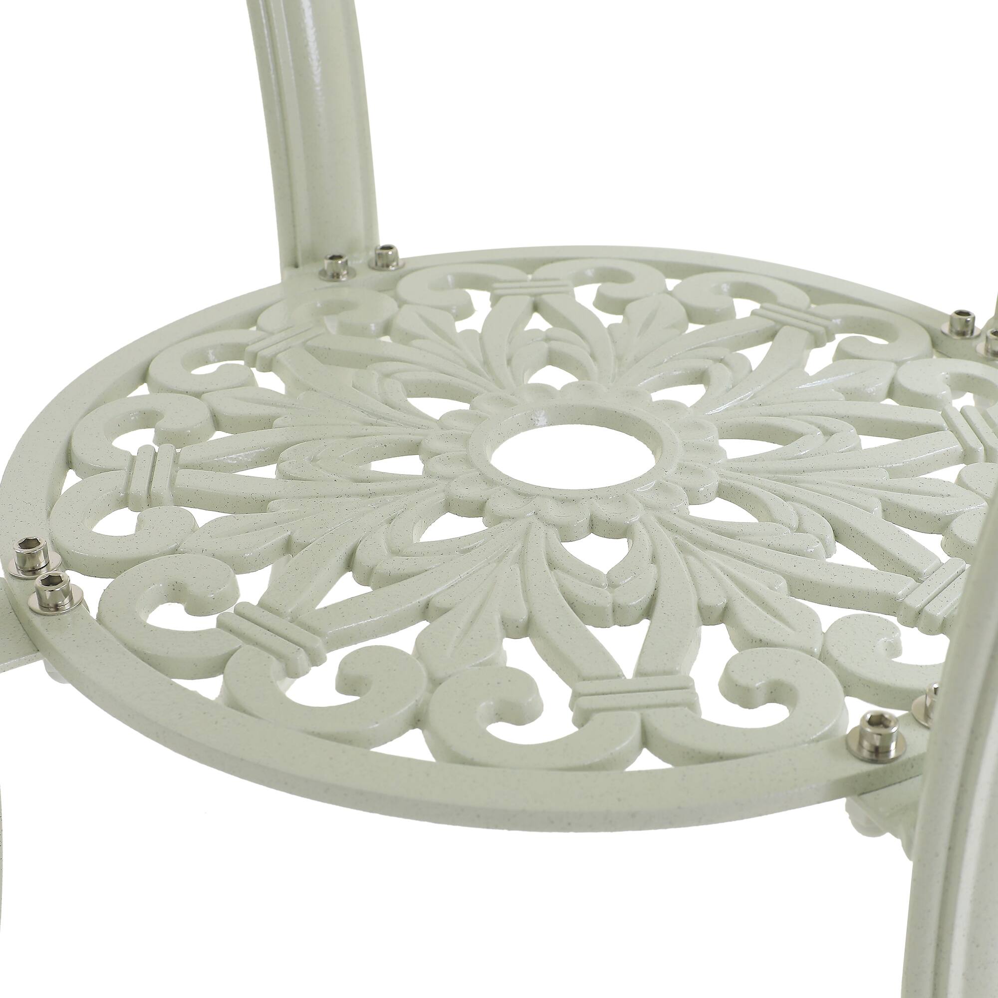 Alt View 5. Mondawe - Outdoor Cast Aluminum Round Patio Table with Umbrella Hole - White.