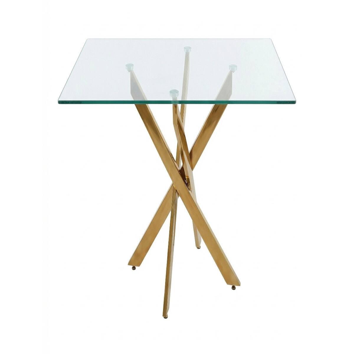Back. Loheer - Loheer Rectangular Glass Dining Table with Gold Legs, 47 Inch Tempered Glass Table - Gold.
