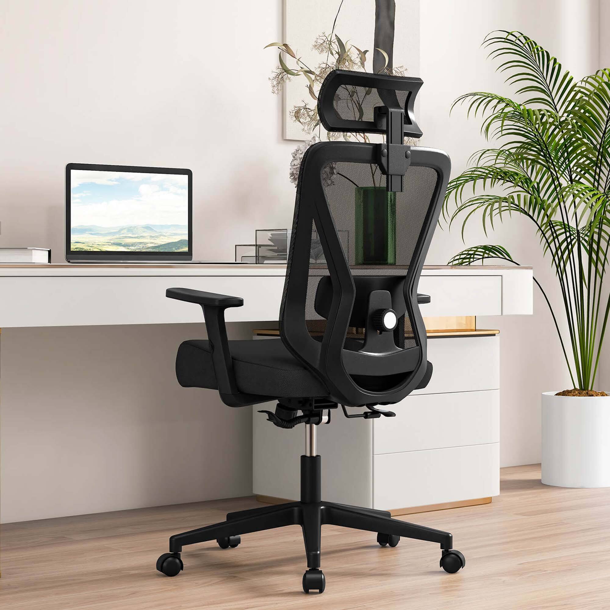 Alt View 1. Costway - Costway Ergonomic Office Chair with Adjustable Lumbar Support Tilting Function Headrest - Black.