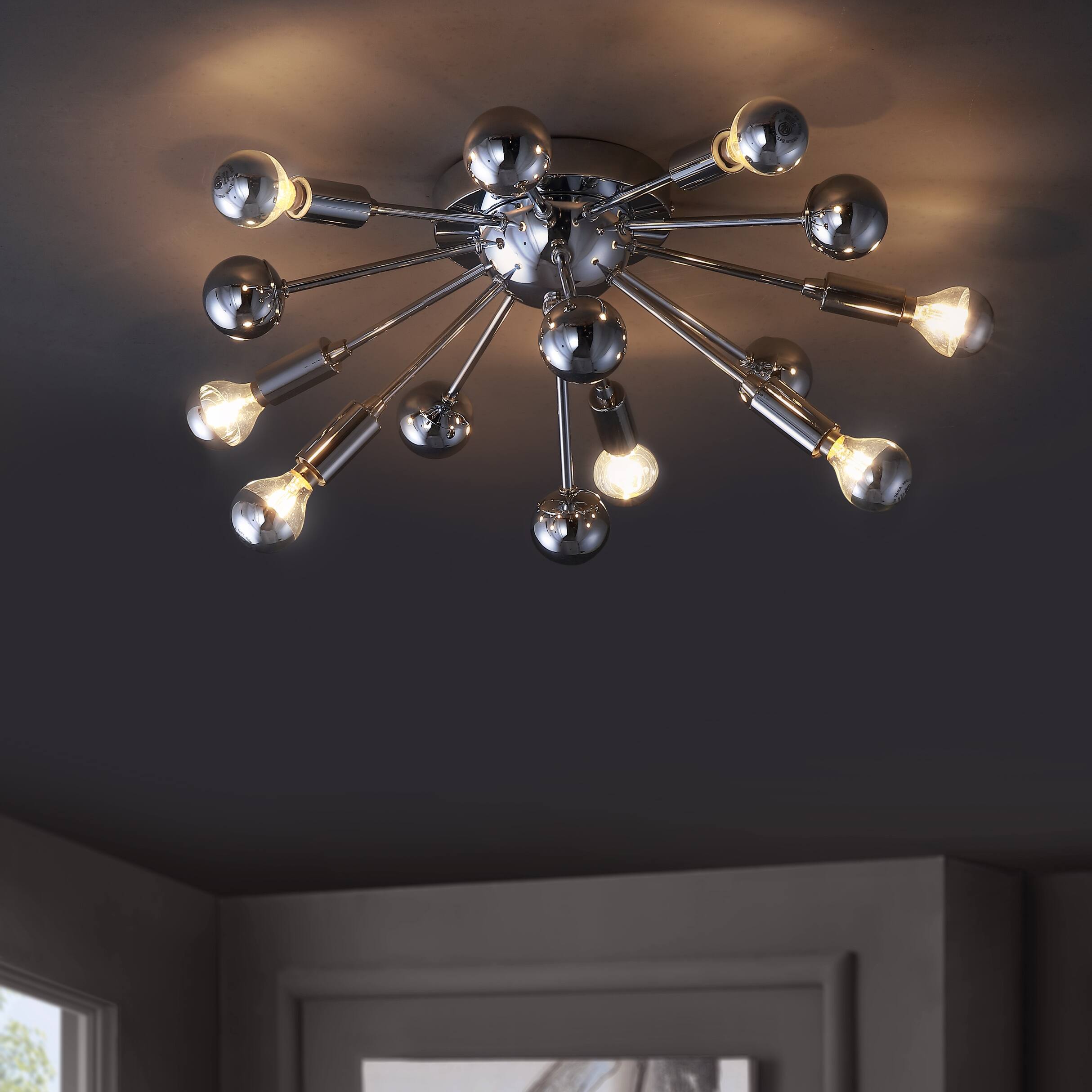 Jonathan Y Copernicus 20" 7 Light Metal LED Flush Mount Chrome - Best Buy
