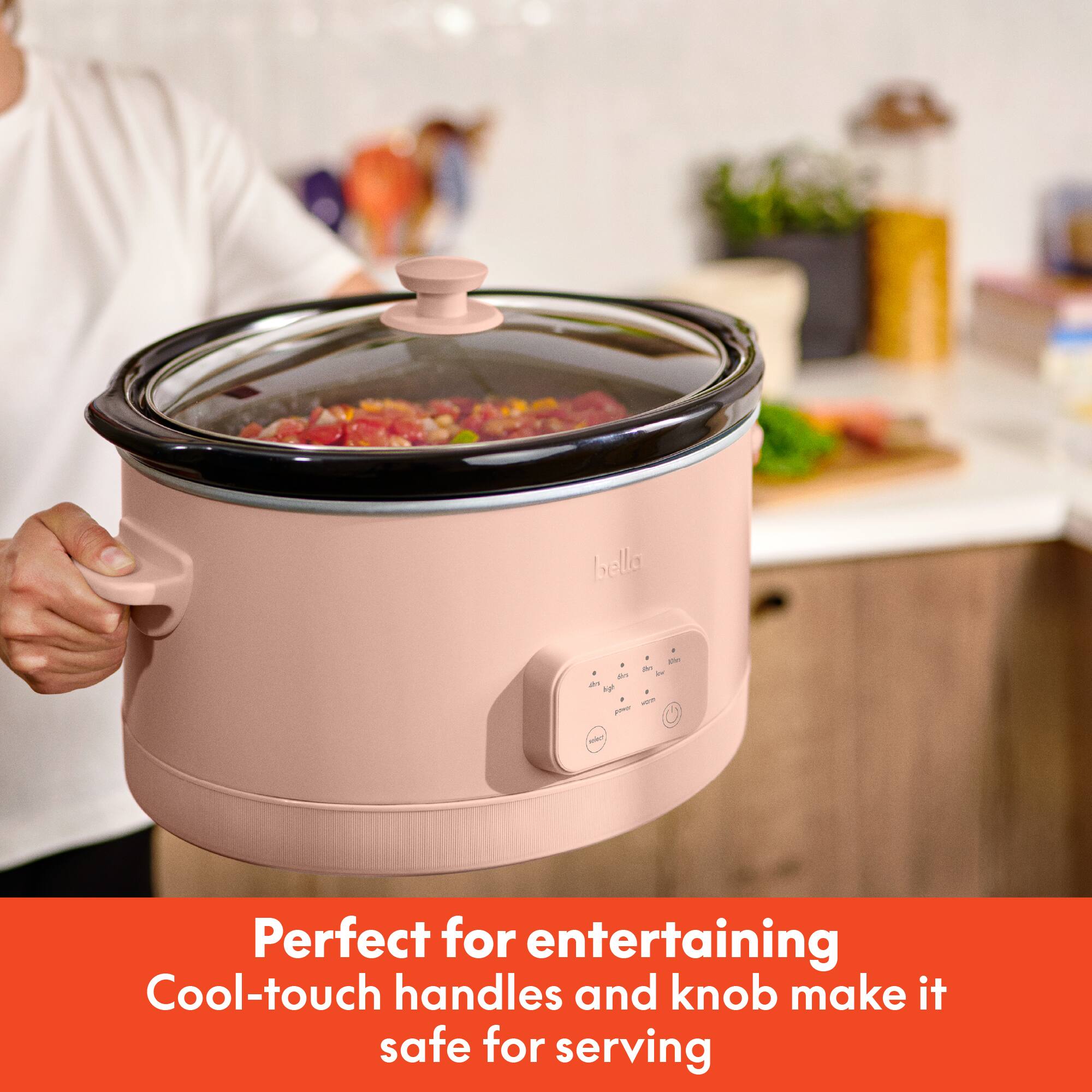 Perfect for entertaining  
Cool-touch handles and knob make it safe for serving