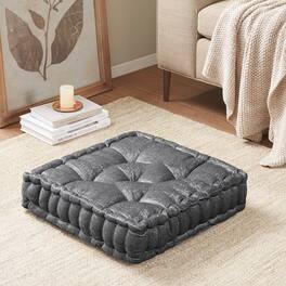 APRILSOUL - Poly Chenille Square Floor Pillow Cushion 20 x 20 in - Charcoal