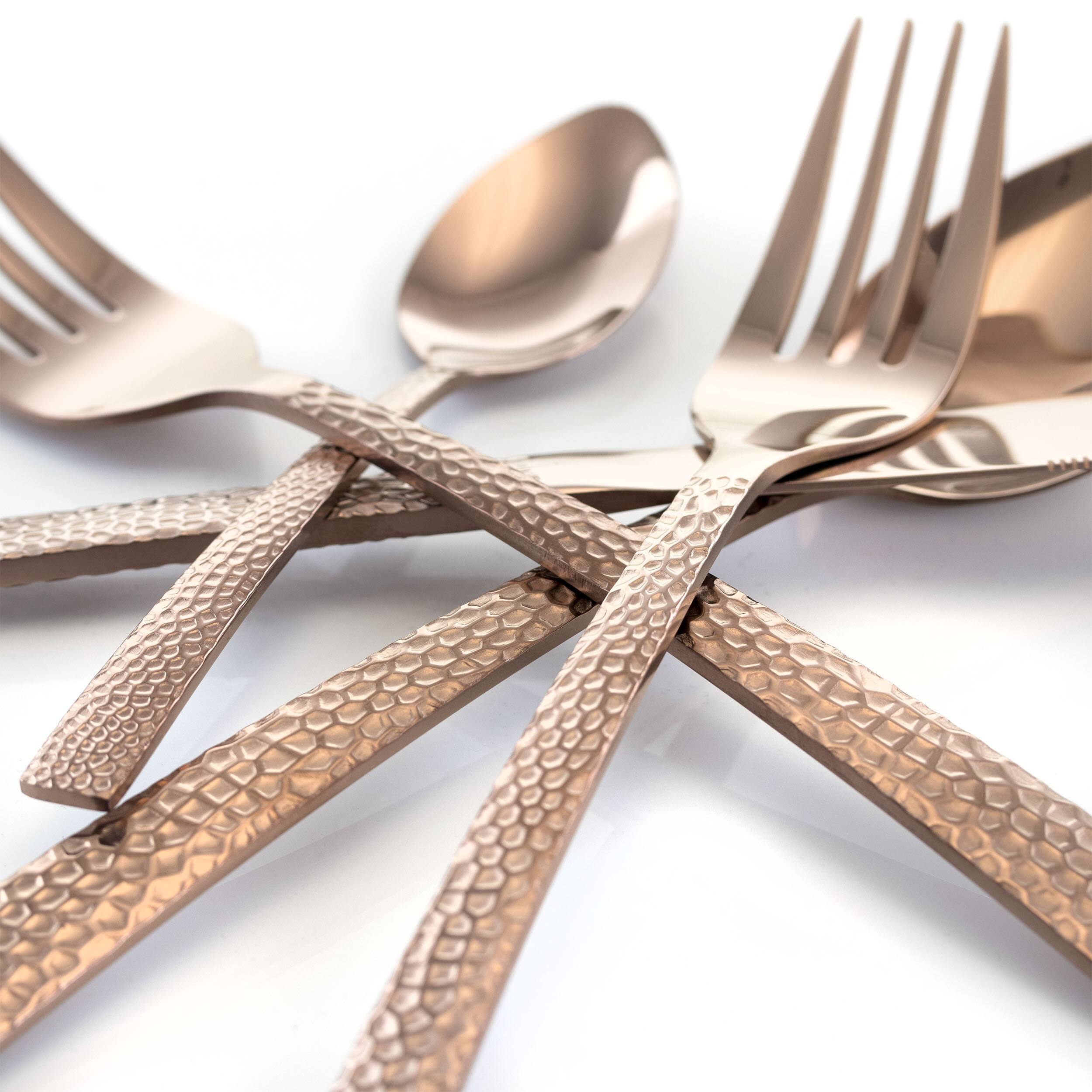 Alt View 2. MegaChef - MegaChef Baily 20 Piece Flatware Utensil Set, Stainless Steel Silverware Metal Service for 4 in Rose Gold - Rose Gold.