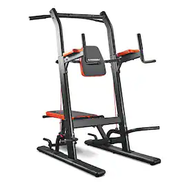 HARISON - Multifunction Power Tower with Bench, Pull Up Bar & Dip Station for Home Gym Strength Training (BBG408) - Black