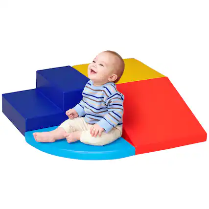 Front. Qaba - Foam Play Set, Easy-to-clean 4 Piece Soft Indoor Climber, Safe Kids Climbing Set, Crawling or Sliding.
