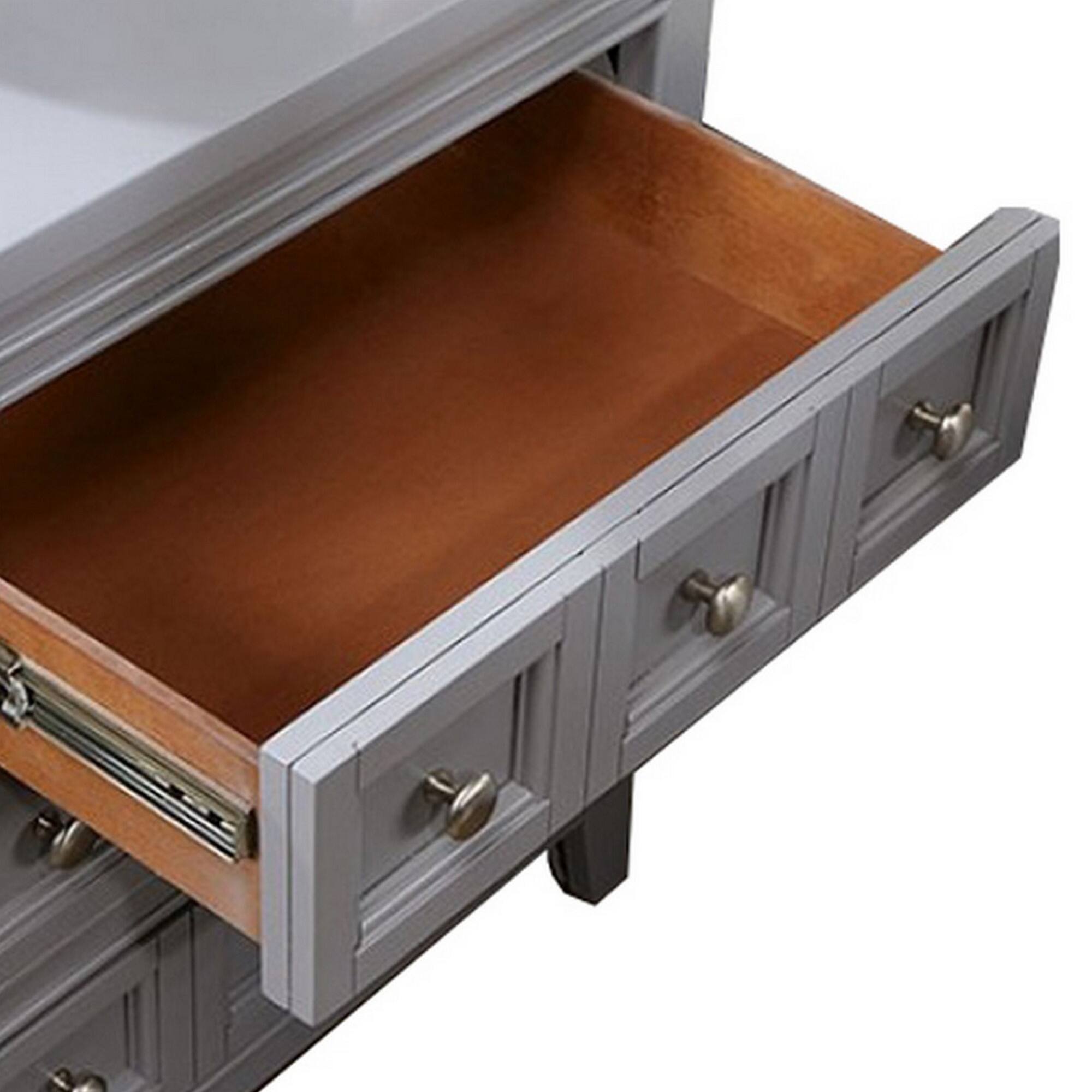 Alt View 2. Manhattan Lane - Cile 26 Inch Nightstand, 3 Panel Drawers - Gray.