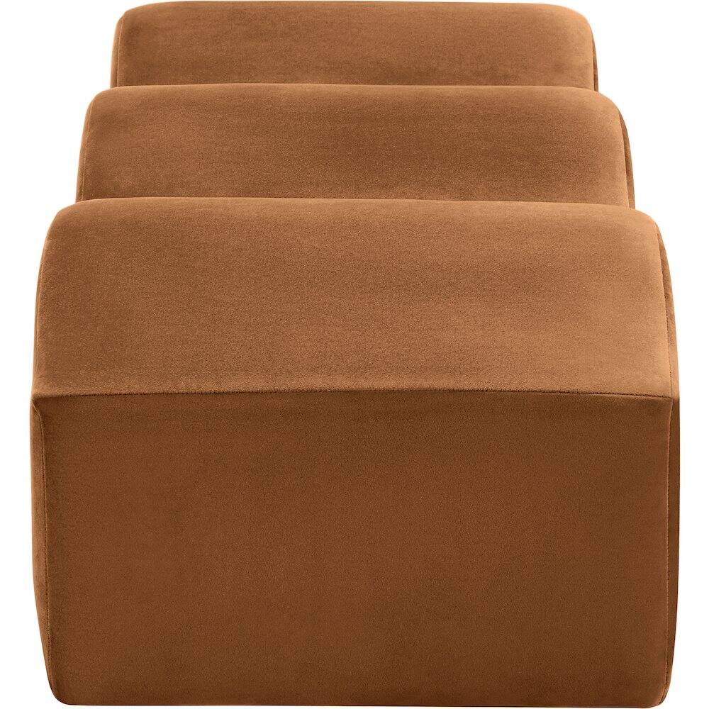 Alt View 4. Meridian Furniture - Wave Saddle Velvet Bench - Brown.