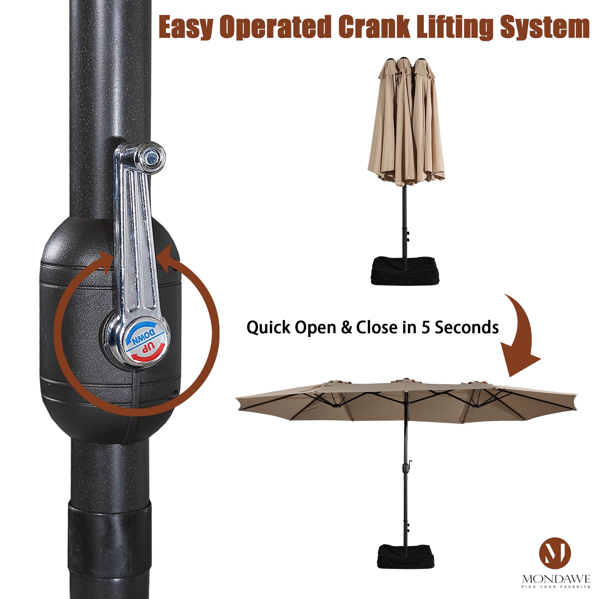 Easy Operated Crank Lifting System  
Quick Open & Close in 5 Seconds  
MONDAWE