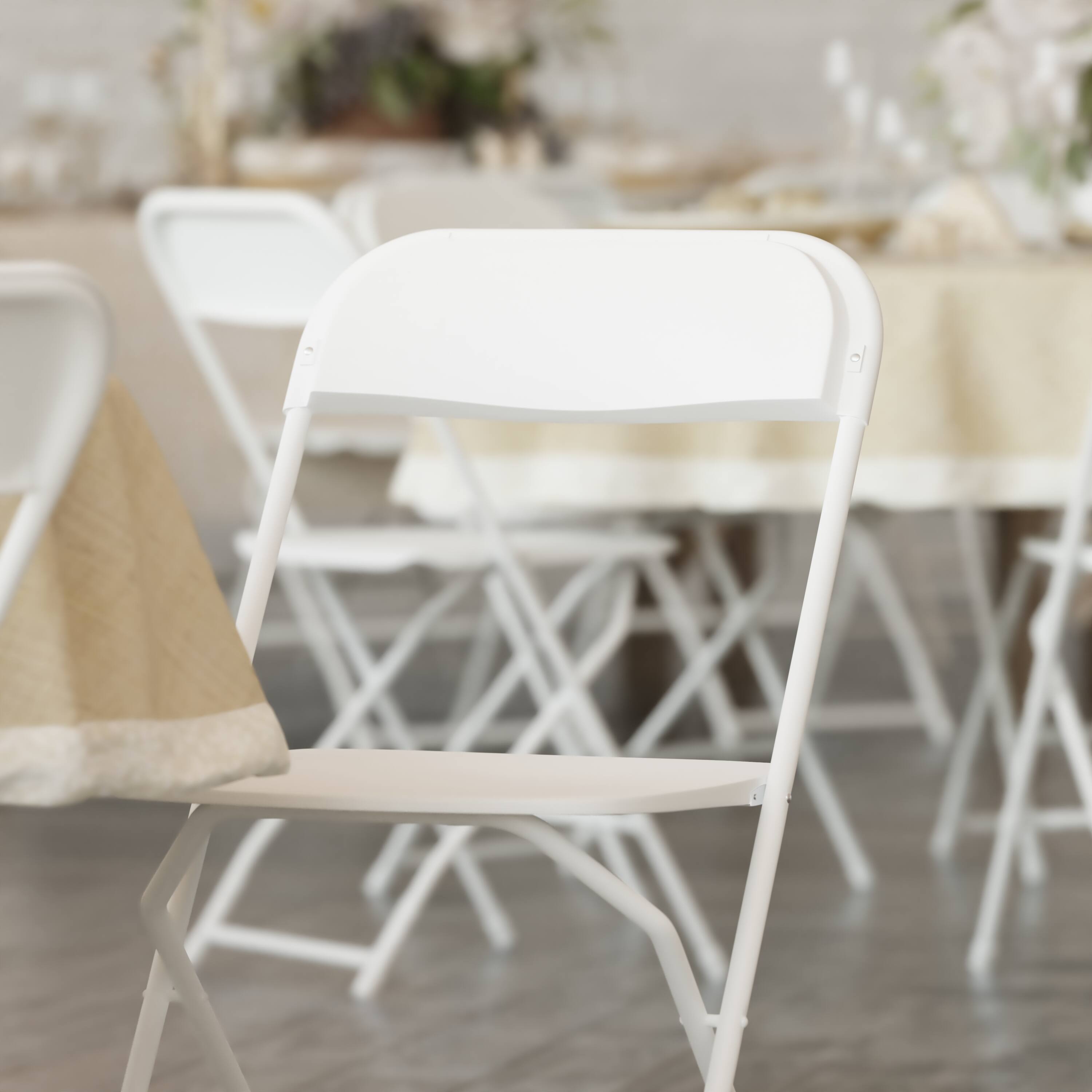 Alt View 5. Emma + Oliver - Plastic Folding Chair - 4 Pack 650LB Weight Capacity - White.