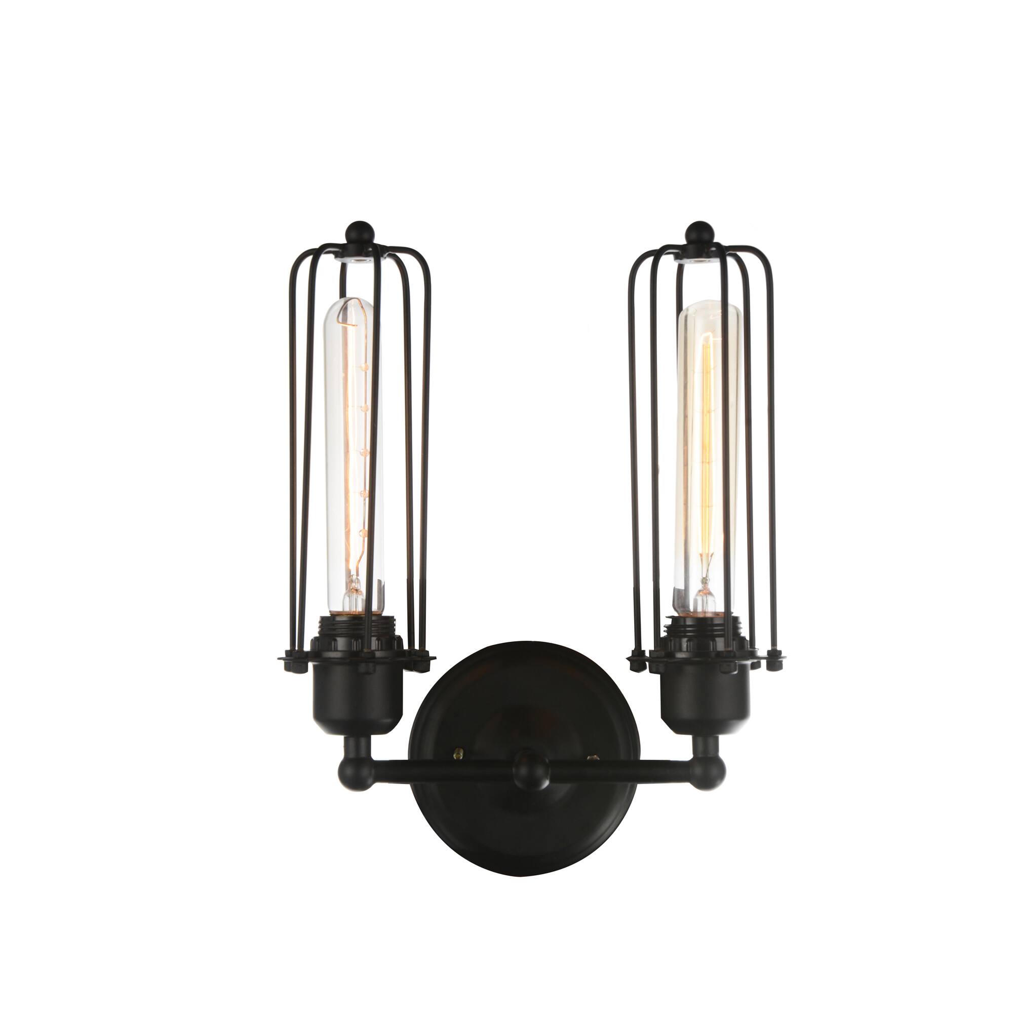 Front. CWI Lighting - Benji 2 Light Wall Sconce With Black Finish - Black.