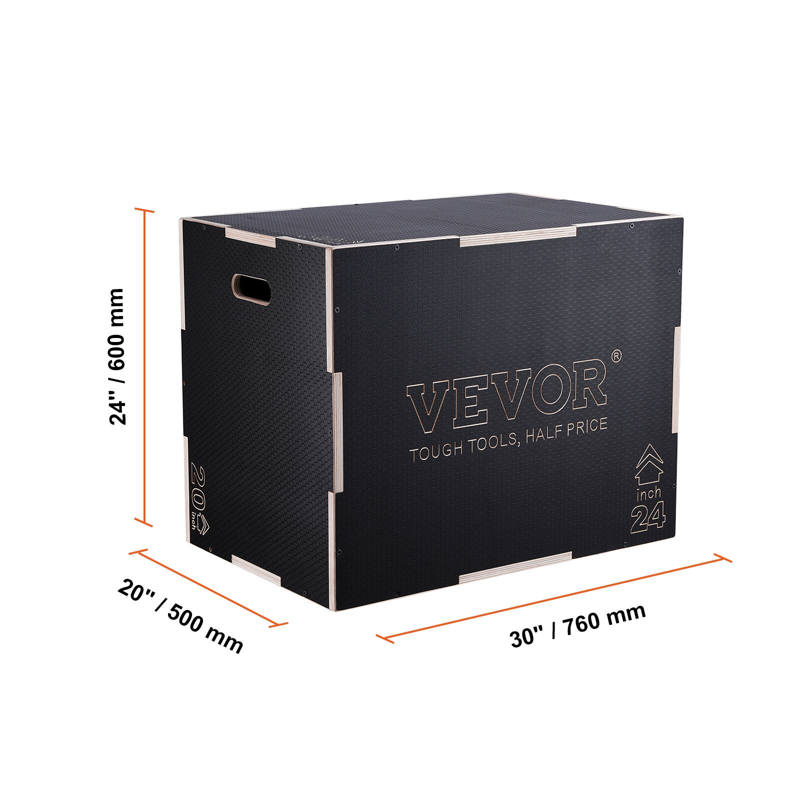 The dimensions of the box are:

- Length: 760 mm (30 inches)
- Width: 500 mm (20 inches)
- Height: 600 mm (24 inches)