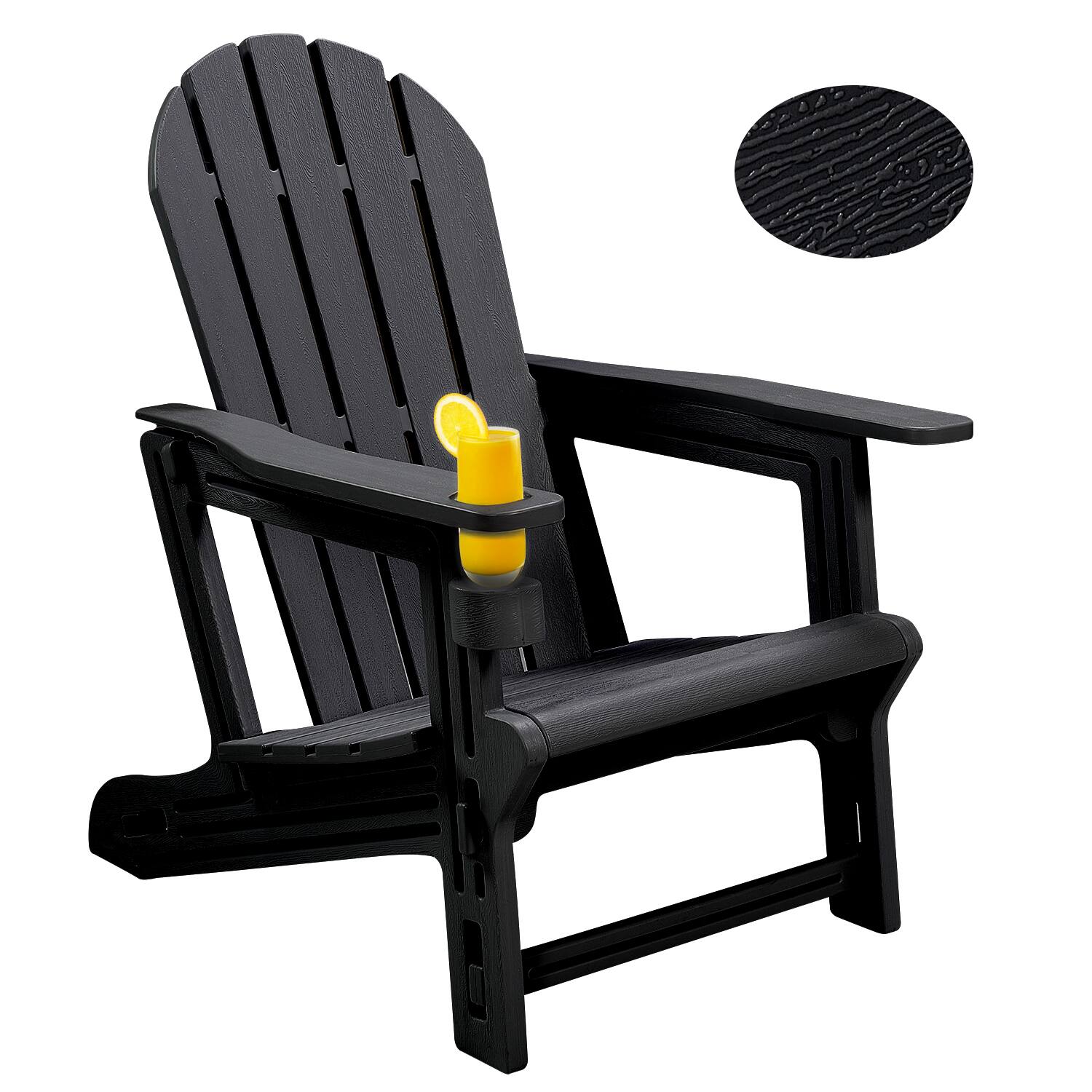 Front. Balkene Home - Adirondack Chair - HDPE Weather Resistant - Black.