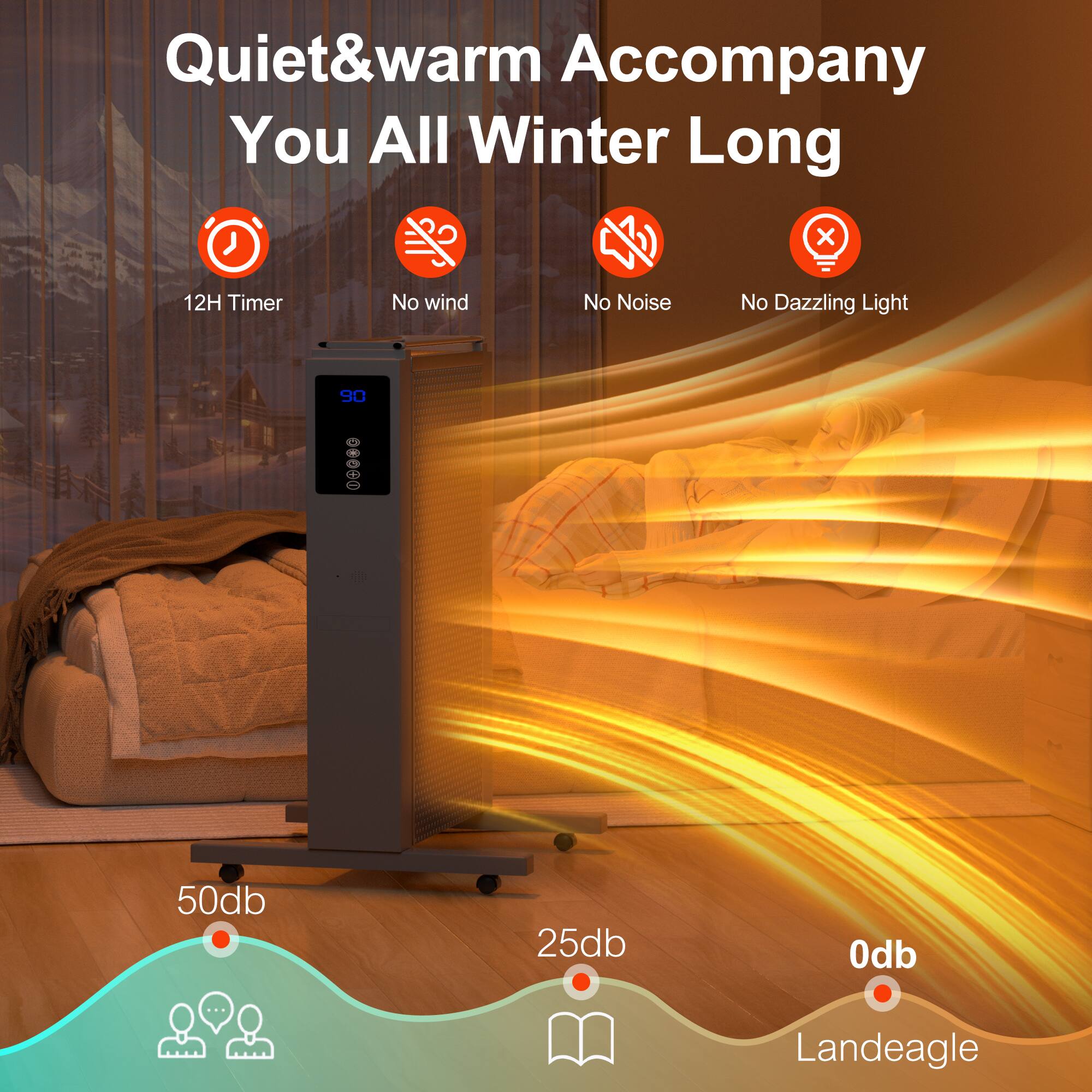 Quiet & warm Accompany You All Winter Long

12H Timer
No wind
No Noise
No Dazzling Light

90

50db
25db
0db

Landeagle