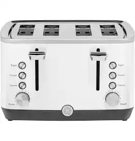 GE - 4-Slice Toaster with 7 Shade Settings and Extra Wide Slots - Snow White