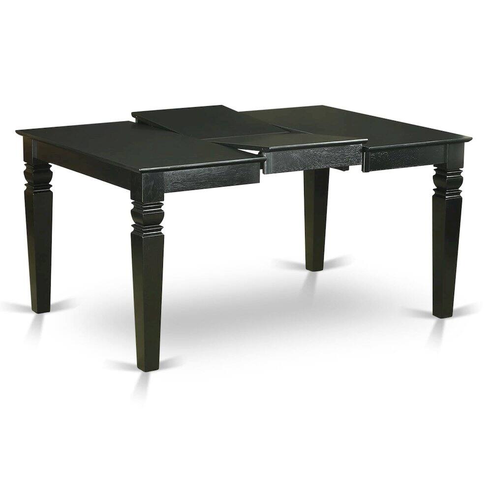 Front. East West Furniture - WEPF6D-BLK-C 6-Pc Kitchen nook Dining set - Small Kitchen Table and 4 Kitchen Chairs with Bench - Black.