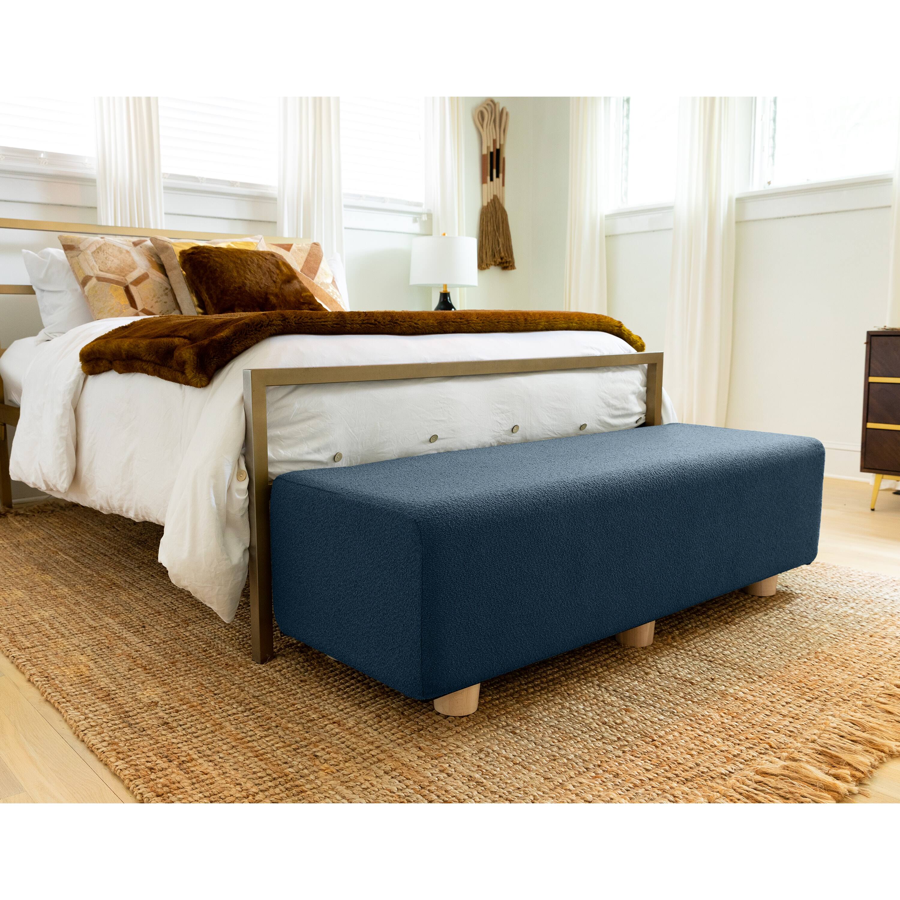 Angle. Jaxx - Jaxx Caya 4-in-1 Large Bed Bench, Giant Ottoman, Dining Bench, and Yoga and Massage Platform, King, Boucle Navy - Navy.