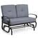 Front. Costway - Glider Outdoor Patio Rocking Bench Loveseat Cushioned Seat Steel Frame - Grey.