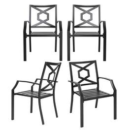 Nuu Garden - Outdoor Patio 4-Piece Chair Set, Weather-Resistant Iron Frame, Powder-coated Finish for Indoor and Outdoor Space - Black