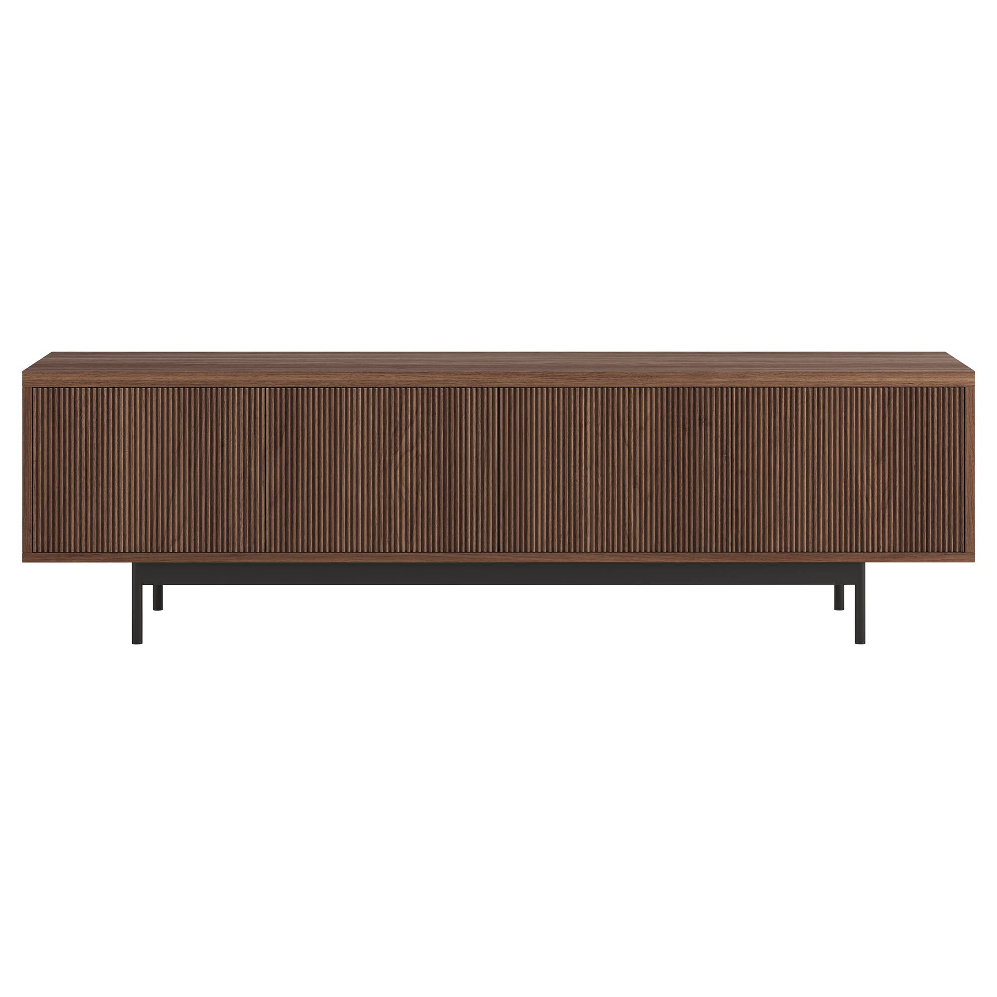 Angle. Hudson&Canal - Whitman Rectangular Fluted TV Stand for TV's up to 75" in Satin Walnut - Satin Walnut.