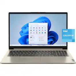 Lenovo - Ideapad 1 15.6" HD Laptop - Intel Celeron N4500 - 8GB Memory - 128GB eMMC - Sand