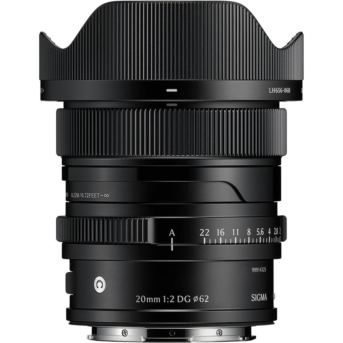 LH656-068  
0.22M / 0.72FEET - ∞  
A  
22 16 11 8 5.6 4 2.8  
99914325  
20mm 1:2 DG 62  
SIGMA