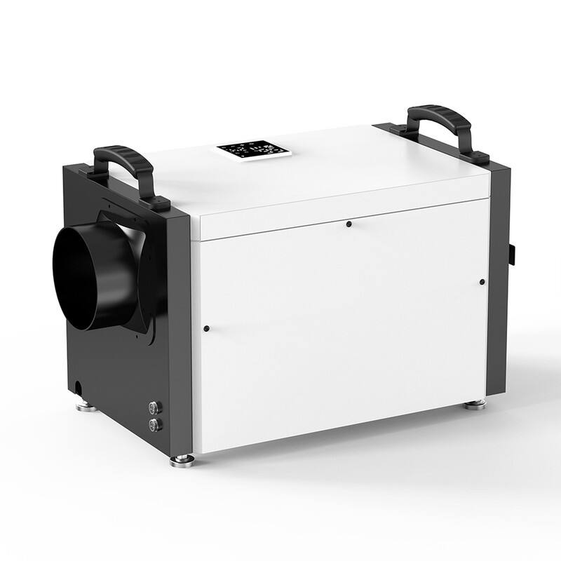 Front. Edendirect - 150 pt. 6,000 sq. ft. Bucketless Commercial Dehumidifier in White for Crawl Space, Basement, with Detachable Control.