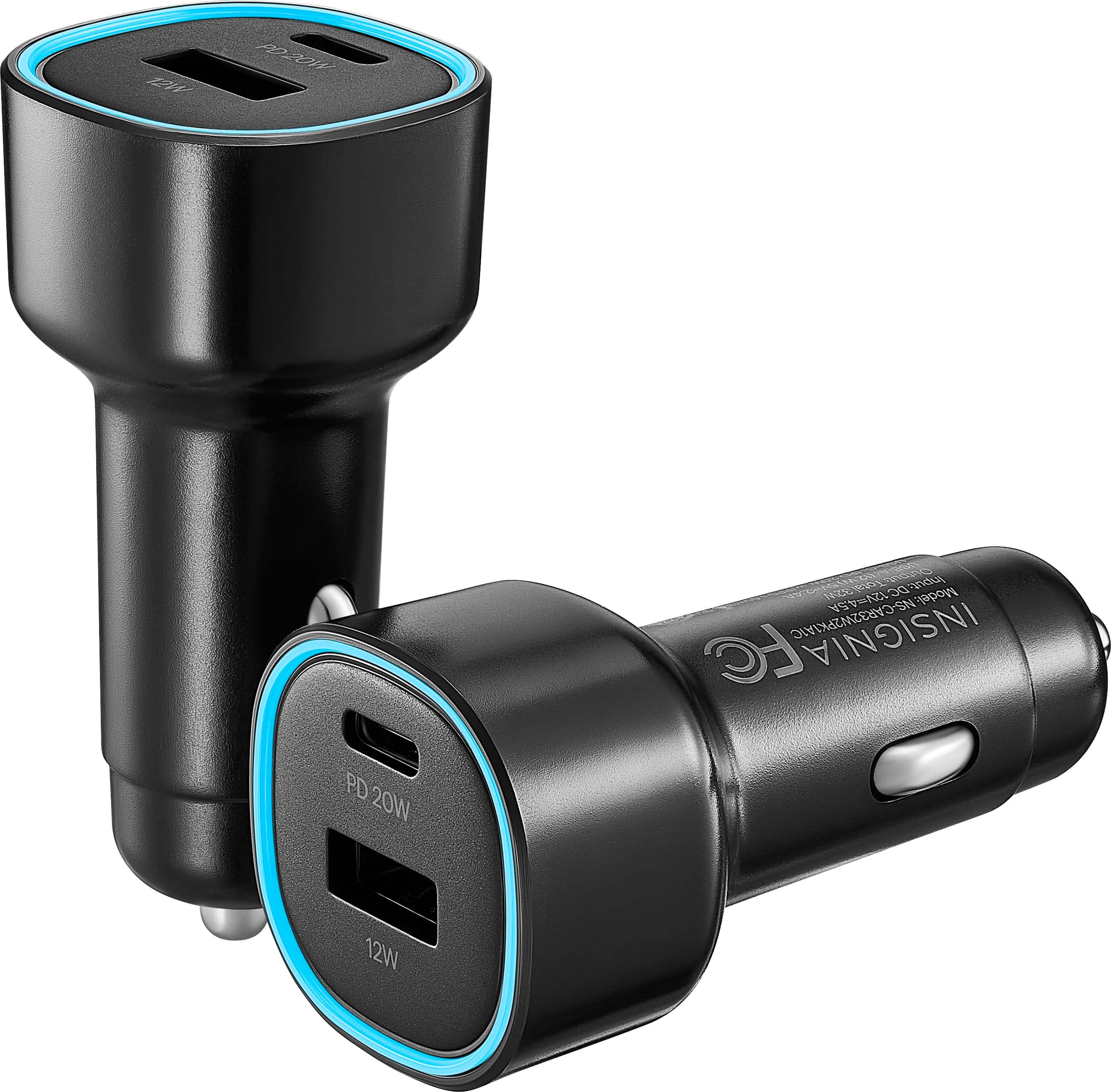 Insignia™ - 32W Car Charger 2-Pack for Smartphones, Tablets and More - Black - Front_Zoom