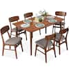 Front. Best Choice Products - Best Choice Products 7-Piece Mid-Century Modern Upholstered Dining Set, Wooden Table w/ 6 Chairs - Walnut/Gray - Walnut/Gray.
