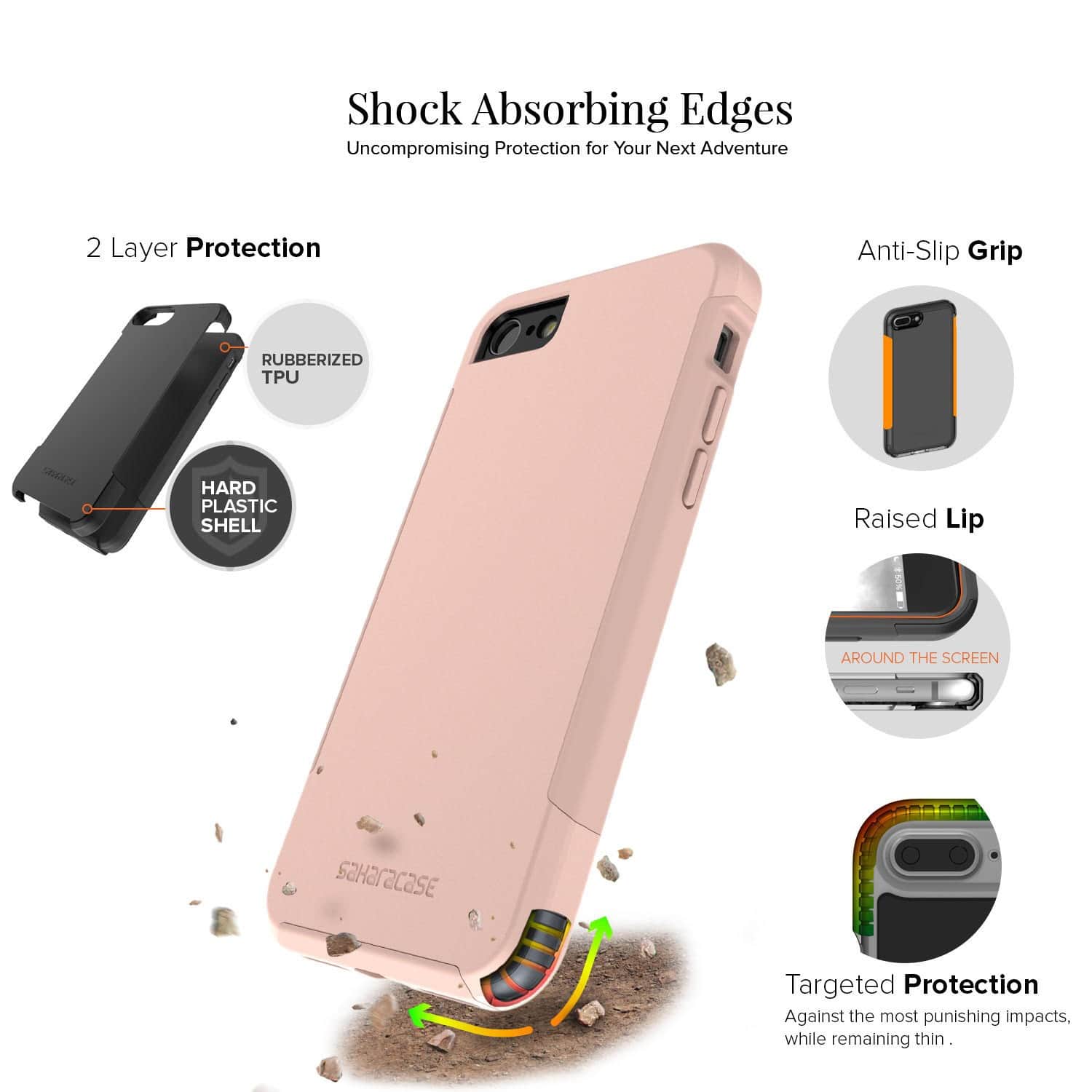 Alt View Zoom 15. SaharaCase - Inspire Series Case for Apple iPhone 7, 8, SE (3rd Generation 2022) - Rose Gold.
