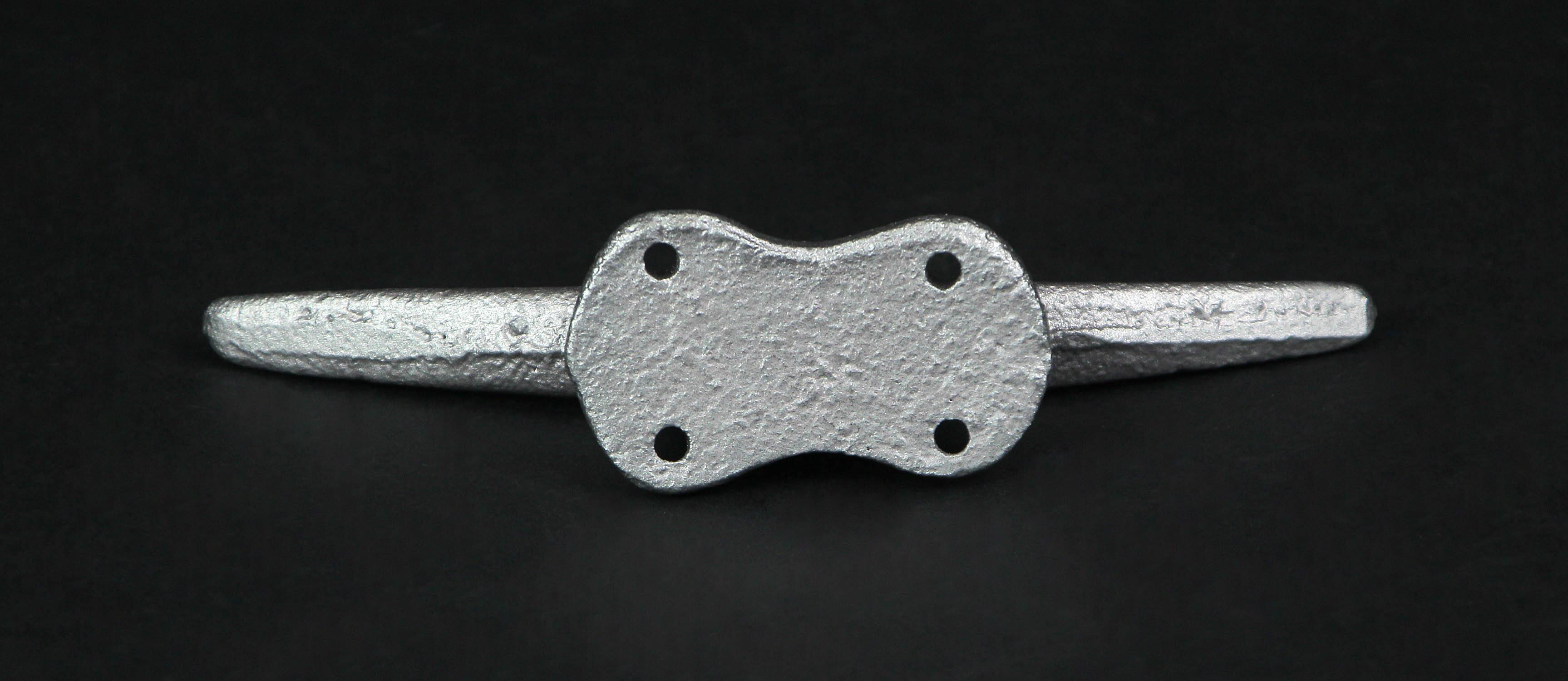 Alt View 3. Zeckos - Set of 4 Metallic Silver Finish Cast Iron Nautical Cleat Wall Hooks/Drawer Pulls - Silver.