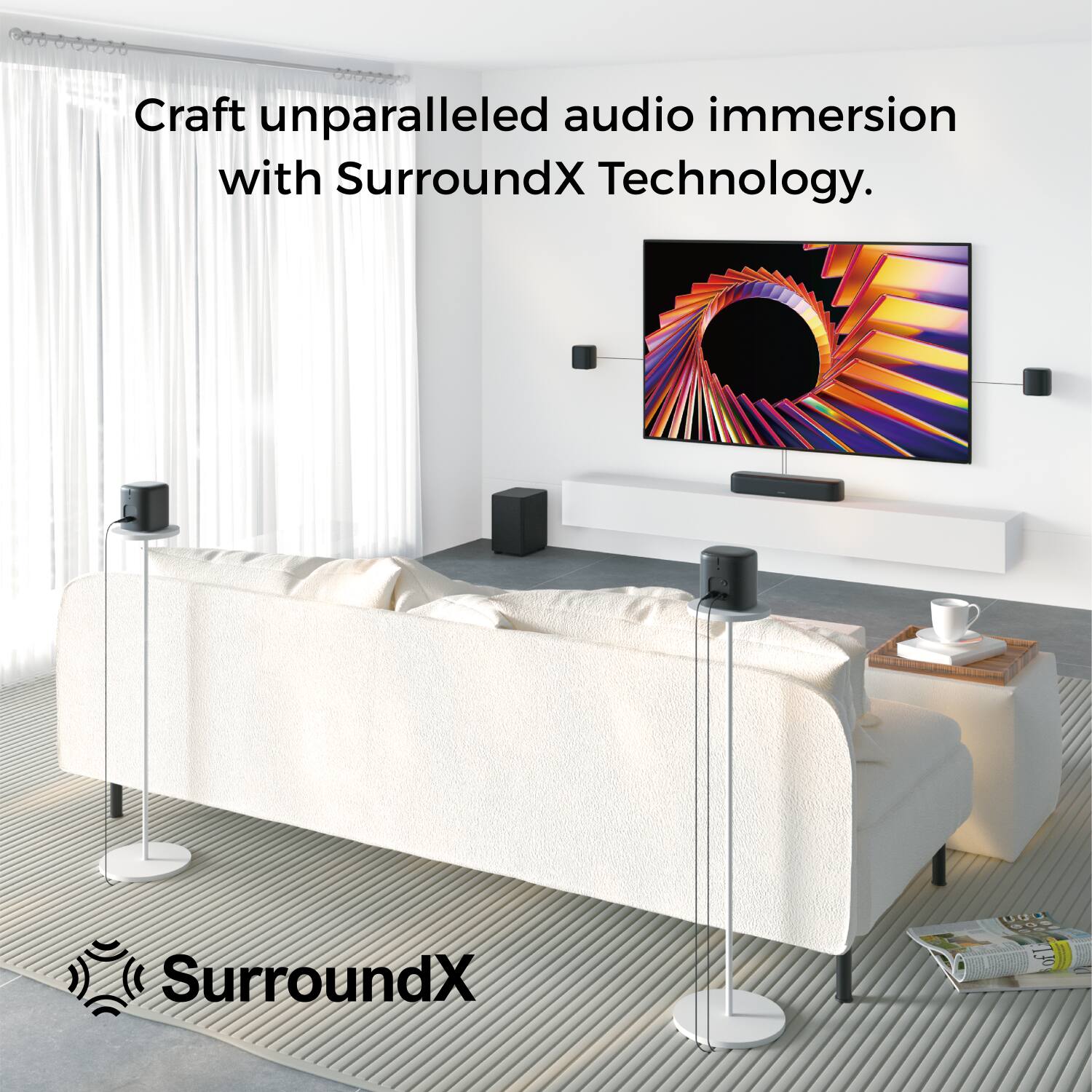 Craft unparalleled audio immersion with SurroundX Technology.
