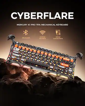 GravaStar - Mercury K1 Pro 75% Wireless Mechanical Gaming Keyboard with Hot-Swappable Switches