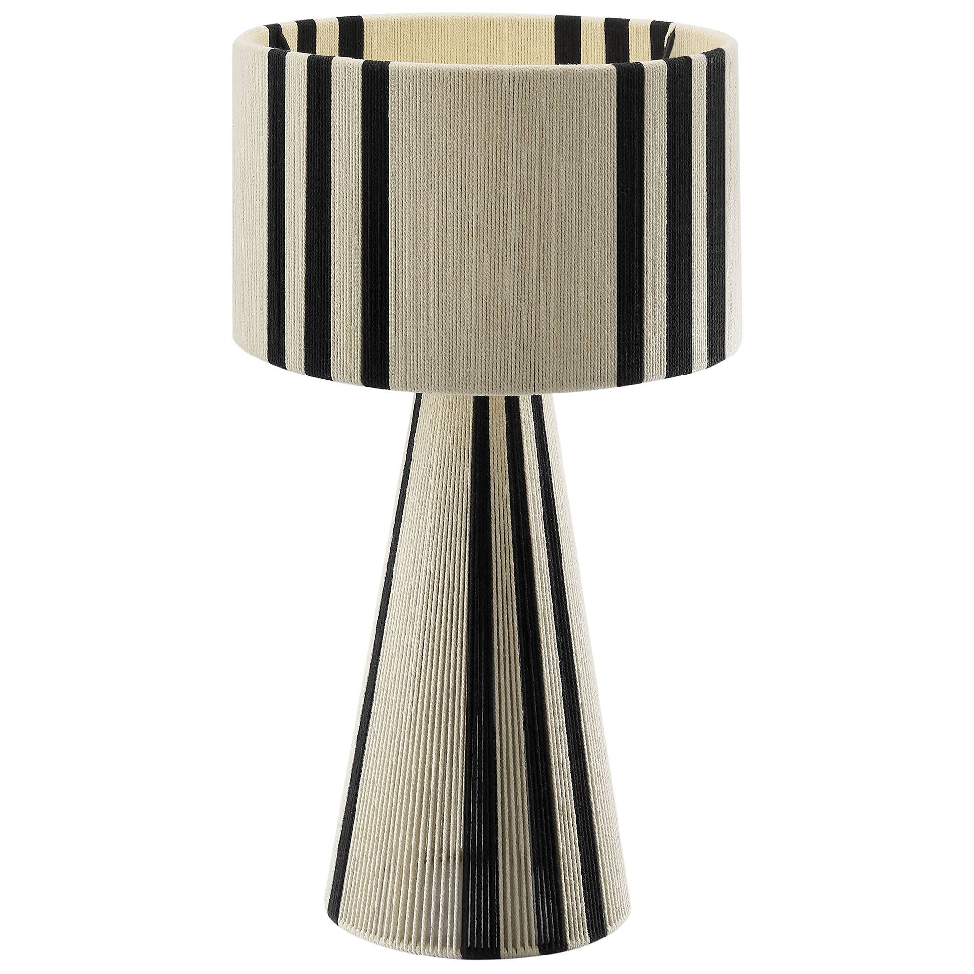 Alt View 3. Modway - Gia Handwoven Cotton Thread Striped or Plain Table Lamp by Modway - Black.