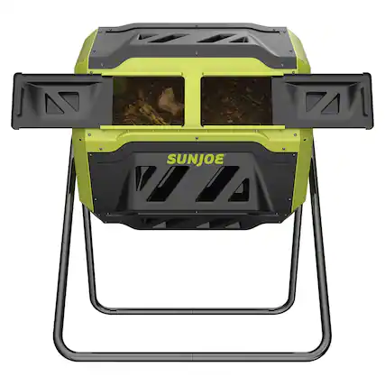 Front. Sun Joe - Sun Joe Dual Chamber Tumbling Composter, Advanced Aeration, 42 Gallon, SJ-CMPS1 - Black.