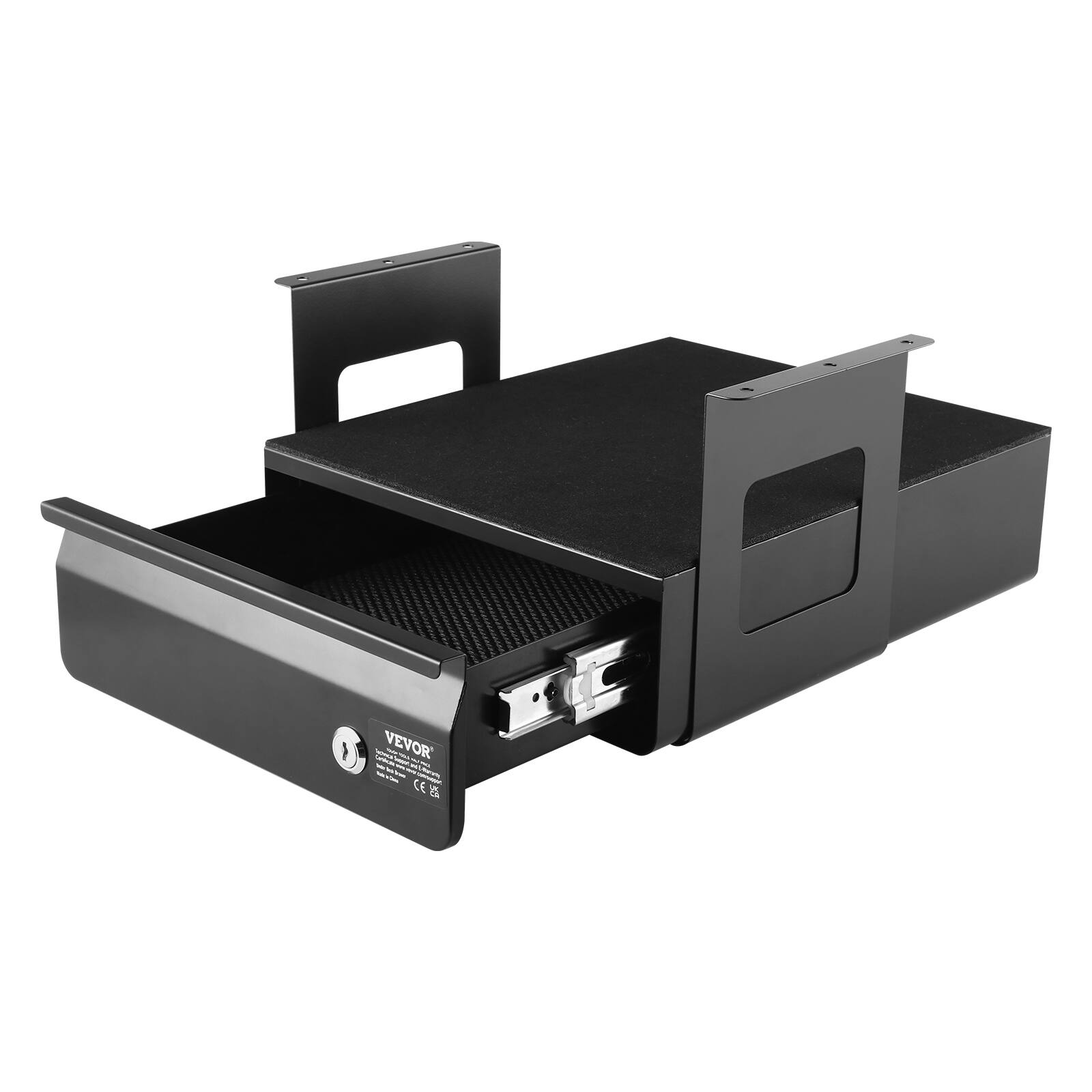 Alt View 5. VEVOR - 13" Wide Under Desk Drawer Slide Out, Under Desk Mounted Pull-out Drawer Attachment, Hidden Desktop Storage Organizer - Black.