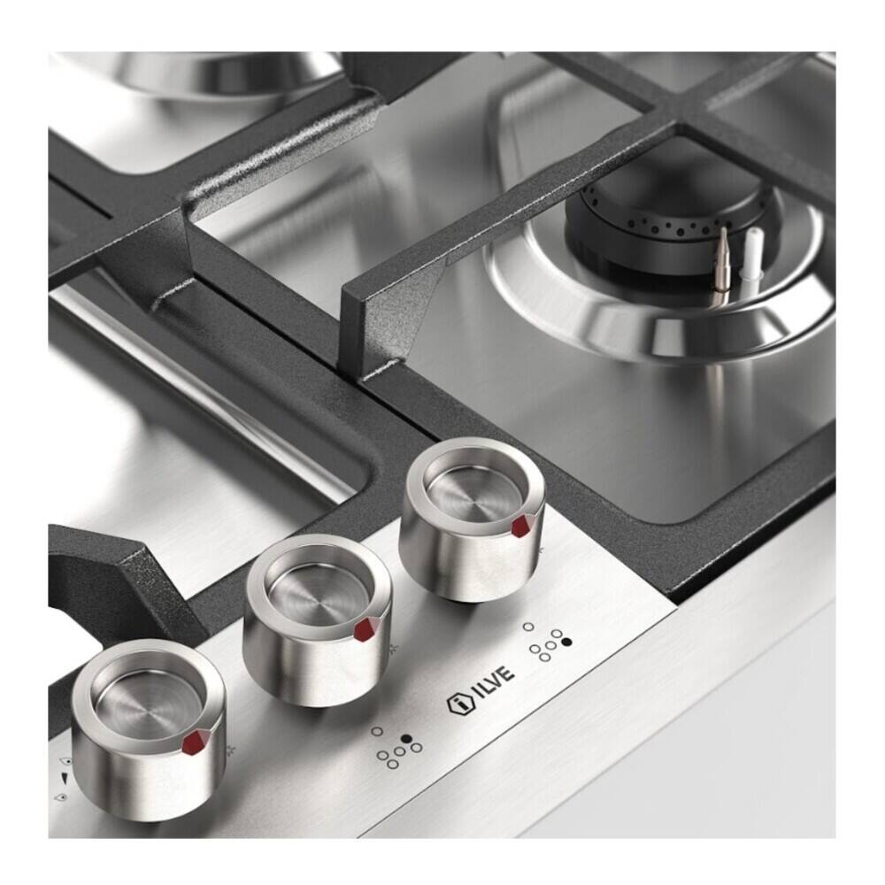 Alt View 5. ILVE - ILVE Panoramagic 36 inch Built-In Gas Cooktop with 5 Burners + Griddle (Natural Gas, Stainless Steel) - Stainless Steel.