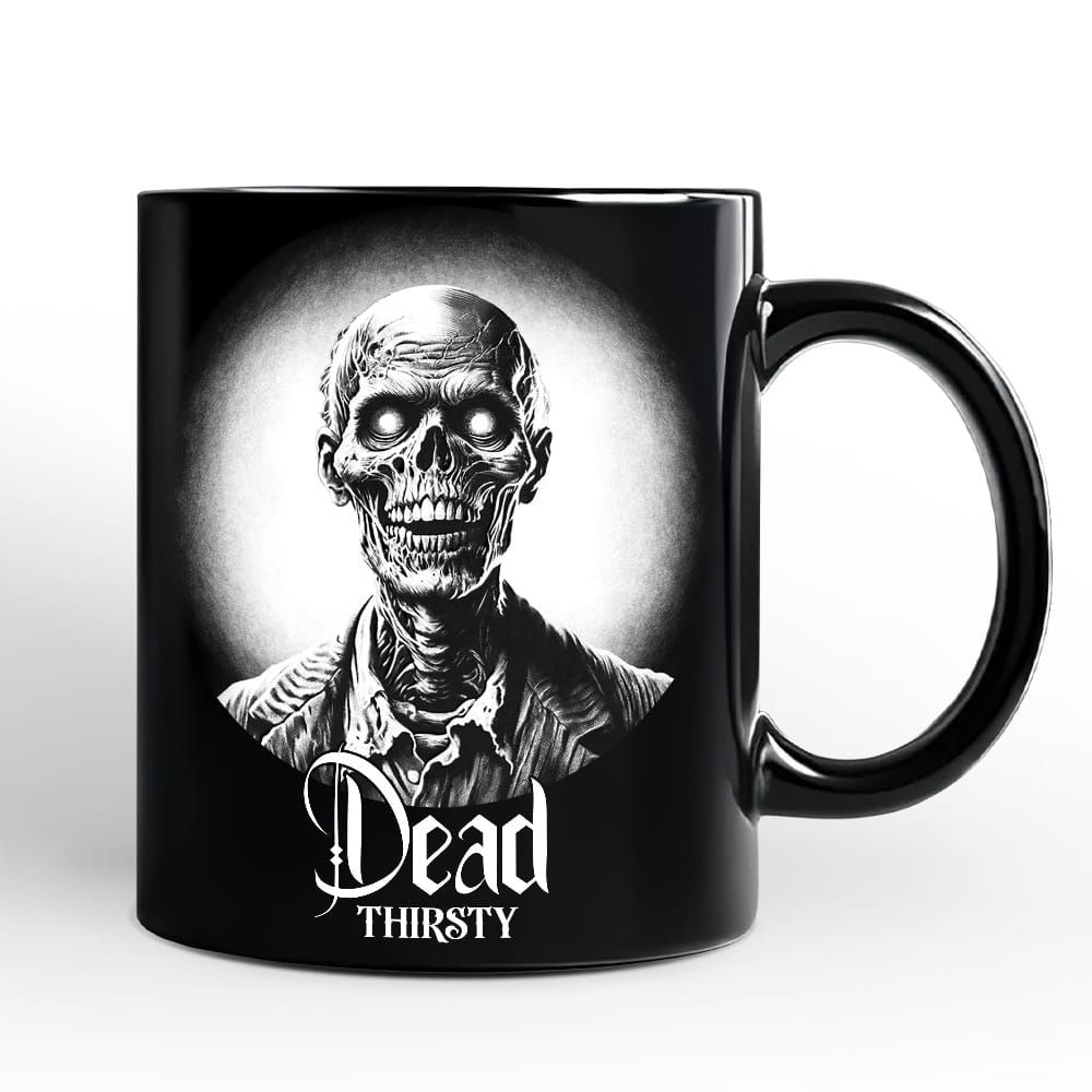 OrnamentallyYou - Zombie Spooky Portrait Mug Horror Villain Theme Halloween Gift - Black