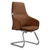 Front. LeisureMod - Celeste Office Chair Upholstered in Leather with Iron Frame Ergonomic Desk Chair for Home Office and Task Seating - Dark Brown.