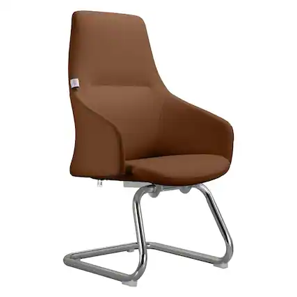 Front. LeisureMod - Celeste Office Chair Upholstered in Leather with Iron Frame Ergonomic Desk Chair for Home Office and Task Seating - Dark Brown.