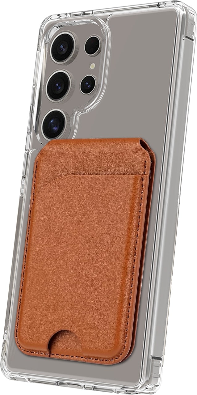 Left. SaharaCase - Venture Series Wallet Case for Samsung Galaxy S25 Ultra - Crystal Clear/Brown.
