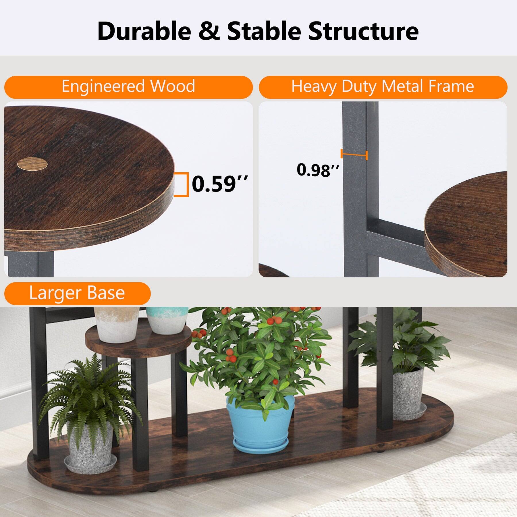 Durable & Stable Structure

- Engineered Wood
- Heavy Duty Metal Frame
- 0.59"
- 0.98"
- Larger Base